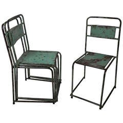 Vintage Distressed Industrial Stackable Chairs