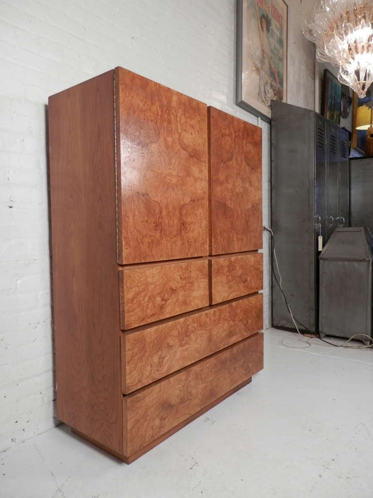 Mid-Century Modern Large Burl Wood Cabinet