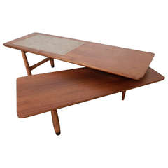 Refinished Tile Top Mid-Century Pivot Table 7