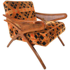 Unique Vintage Walnut Lounge Chair