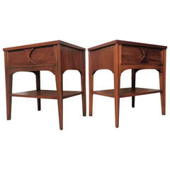 Sculpted Front Mid-Century Nightstands For Kent Coffey
