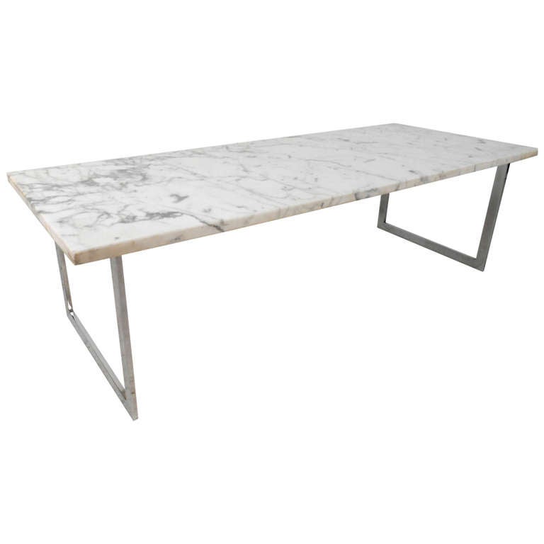 Vintage Milo Baughman Style Marble Top Cocktail Table