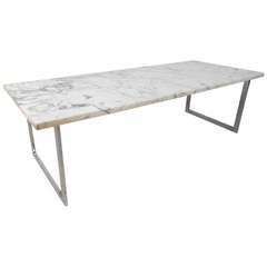 Vintage Milo Baughman Style Marble Top Cocktail Table