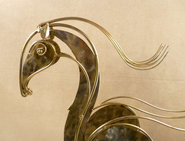 American Brass Horse Sculpture By C. Jere
