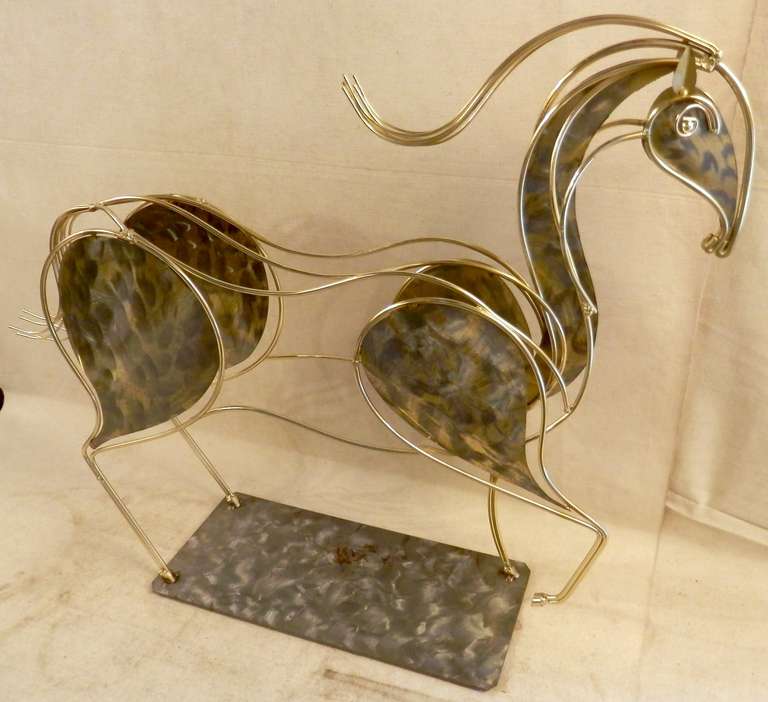 Mid-Century Modern Brass Horse Sculpture By C. Jere