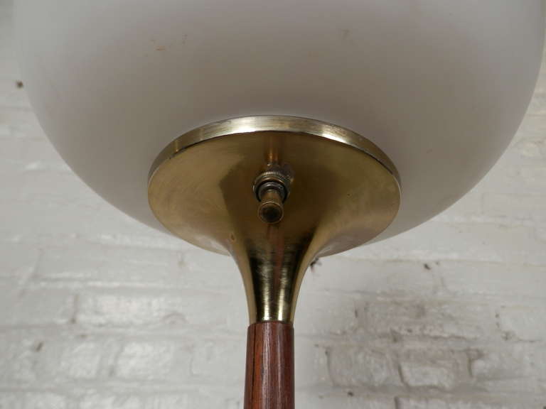 Mid-Century Modern Teak Laurel Floor Lamp w/ Mushroom Shade
