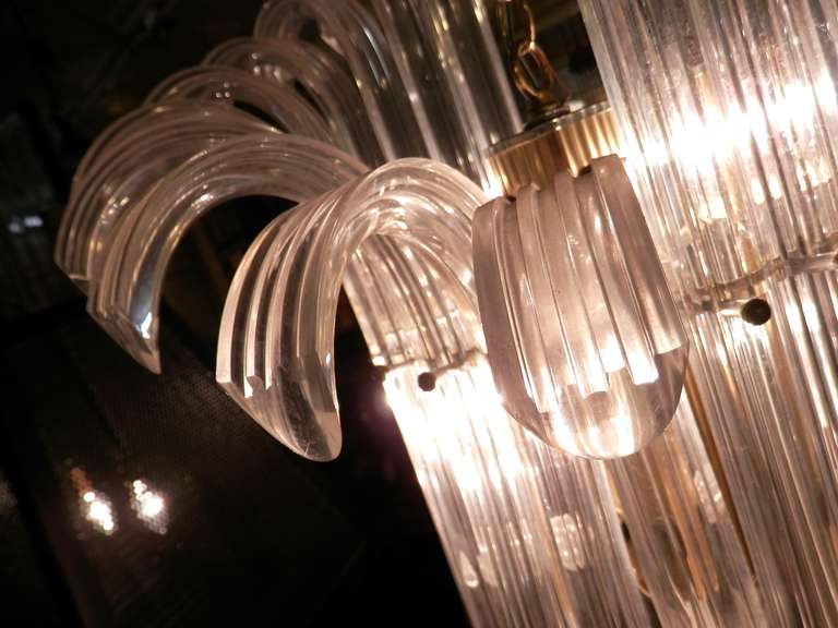 American Magnificent Mid-Century Swooping Lucite Chandelier