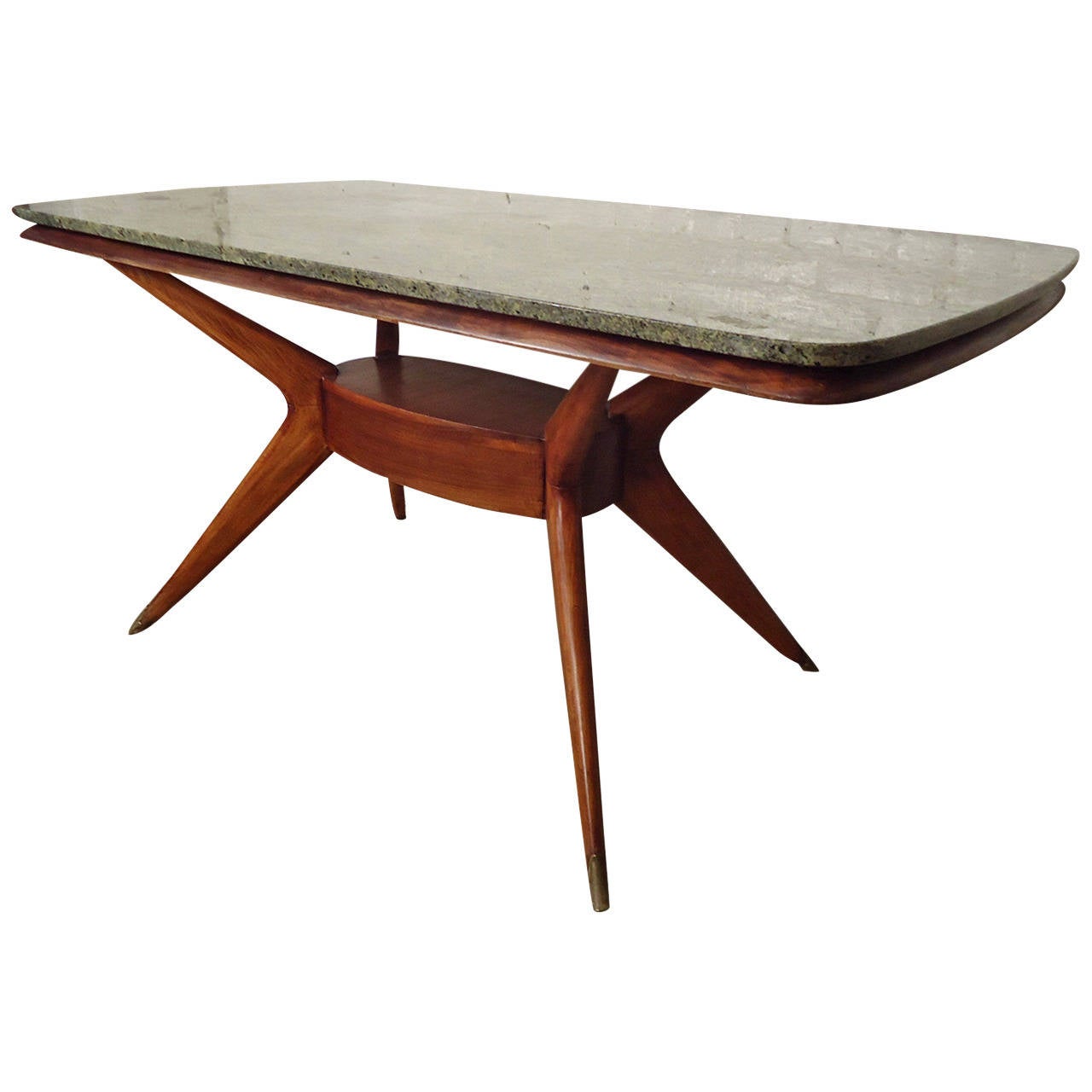 Vintage Dining Table with Marble Top at 1stDibs