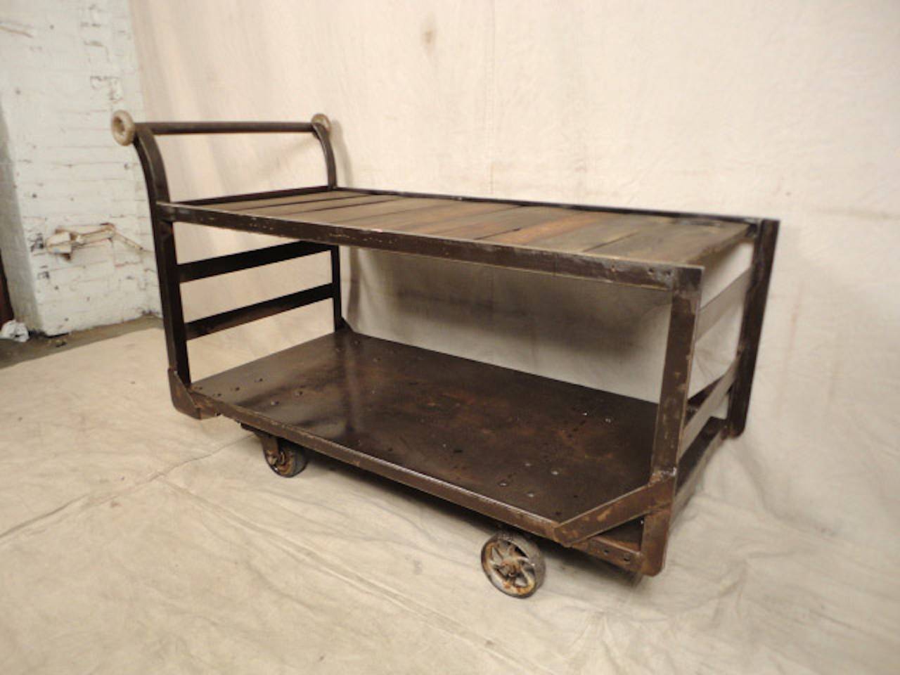 Large Factory Cart Restored In Distressed Condition In Brooklyn, NY