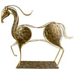 Brass Horse Sculpture By C. Jere