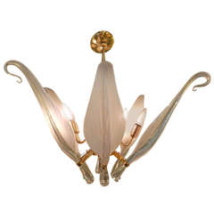 Italian Murano Feather Chandelier By Seguso