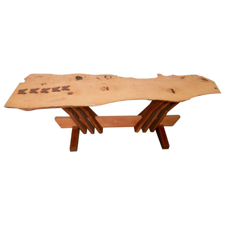 Nakashima Inspired Table w/ Charming Butterfly Inlay