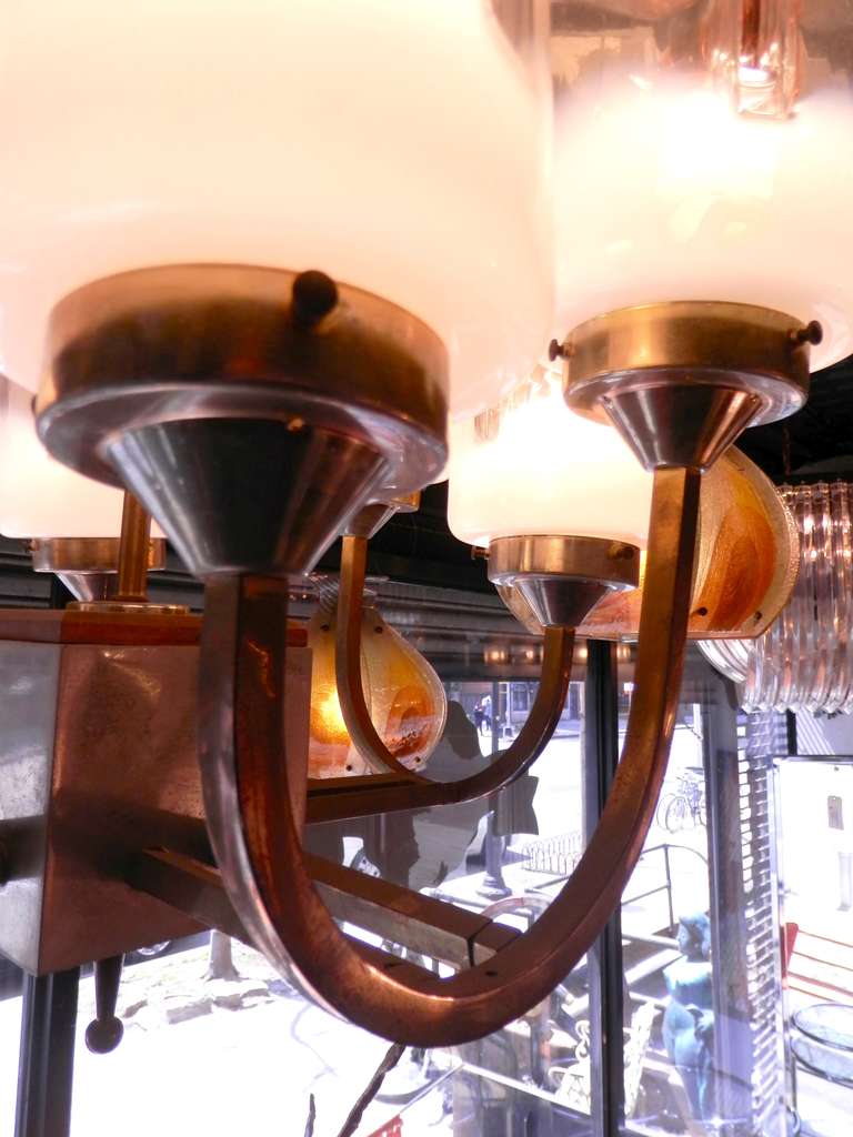 Italian Multi-Color Glass on Brass Chandelier by A.V. Mazzega