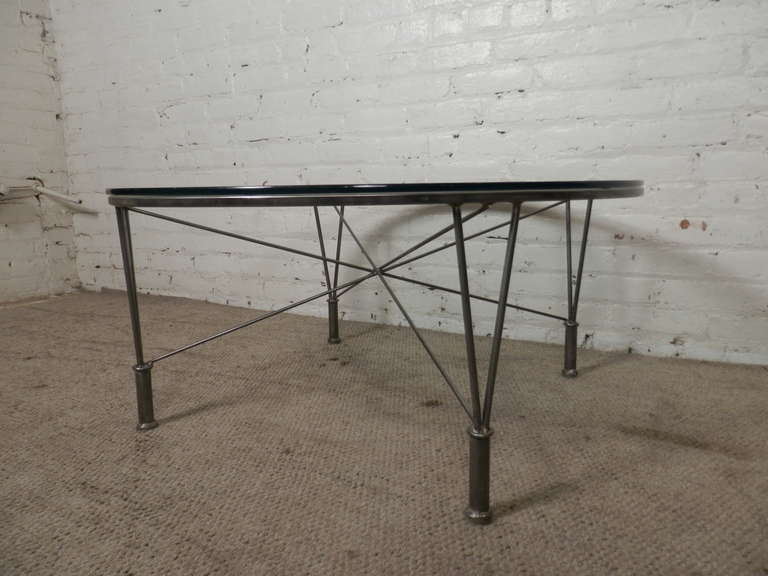 American Unusual Metal Table w/ Glass Top