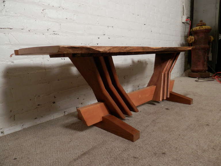 Mid-20th Century Nakashima Inspired Table w/ Charming Butterfly Inlay