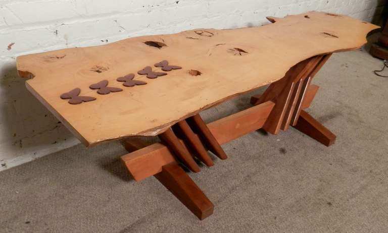 Nakashima Inspired Table w/ Charming Butterfly Inlay 1