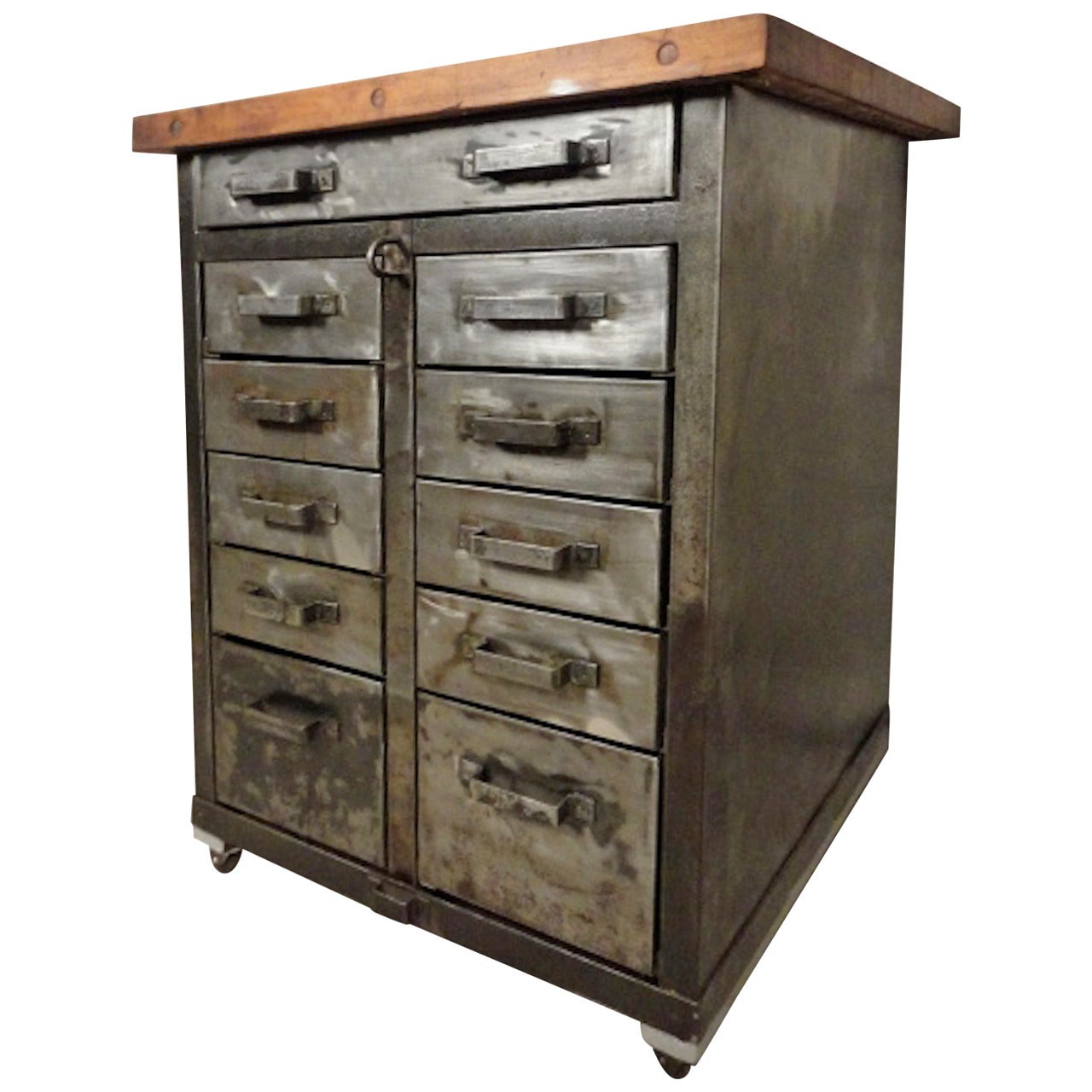Factory Cabinet with Butcher Block Top