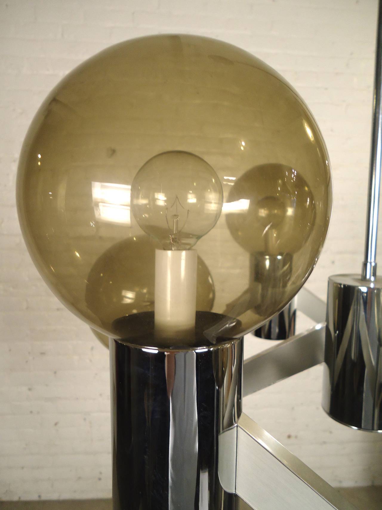 Mid-Century Modern Mid-Century Lightolier Smoked Globe Chandelier