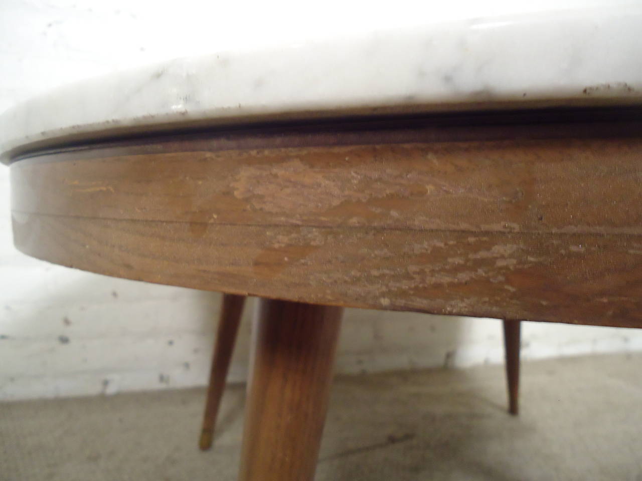 Paul McCobb Inspired Coffee Table with Marble-Top In Good Condition In Brooklyn, NY