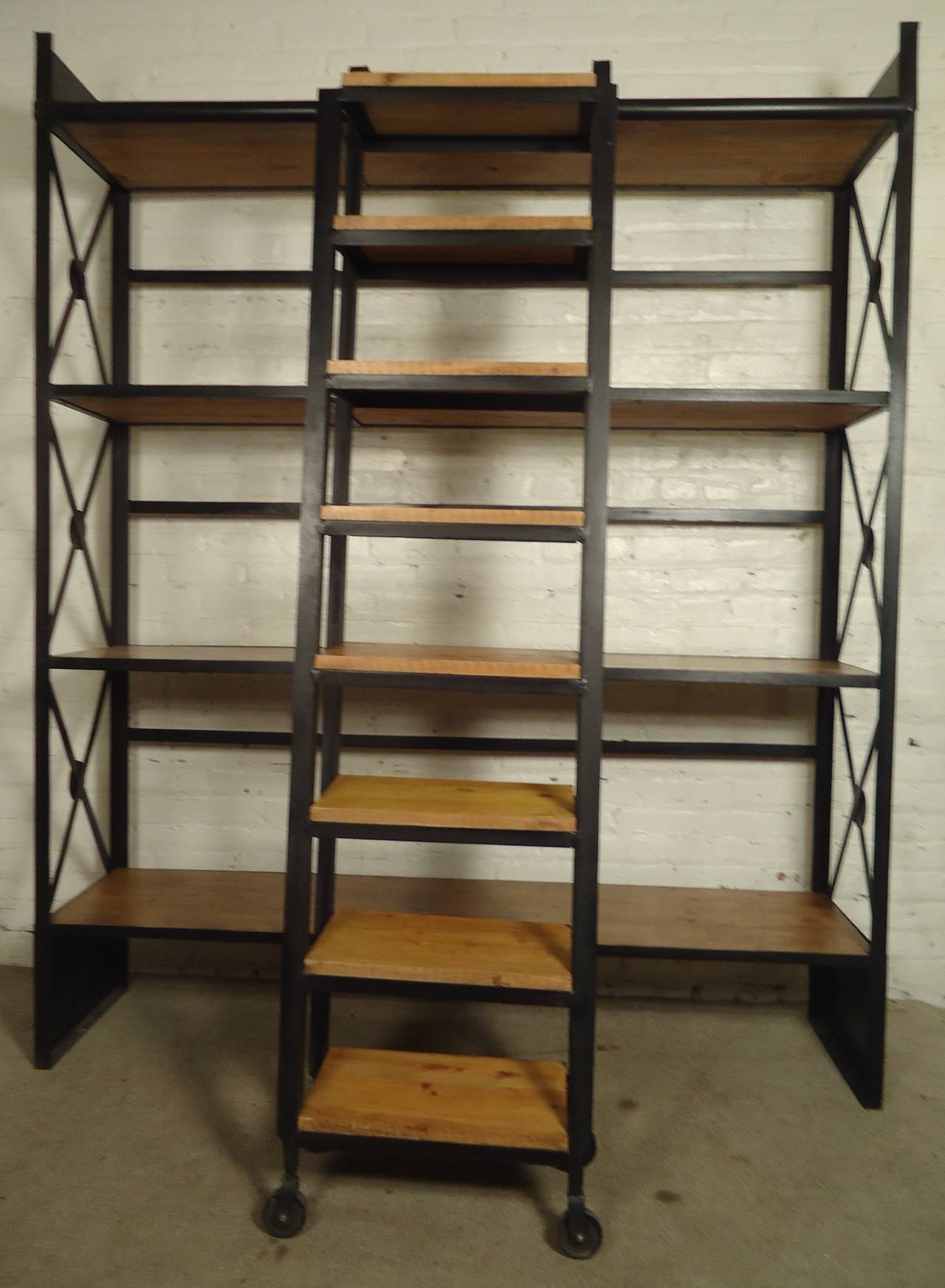 wood and iron shelves