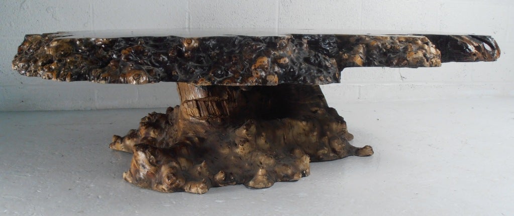 Tree Slab Table with Quartz Inclusions