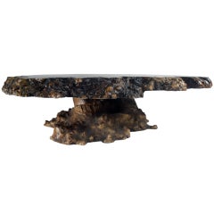 Tree Slab Table with Quartz Inclusions