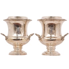 A Pair of Regency Period English Sheffield Plate Wine Coolers