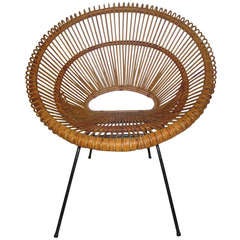 Vintage Italian Rattan Scoop Chair