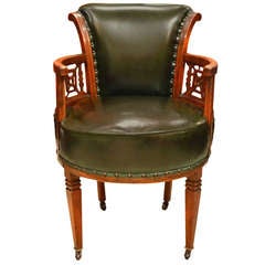 Antique Victorian Leather Desk Chair Armchair c.1880 