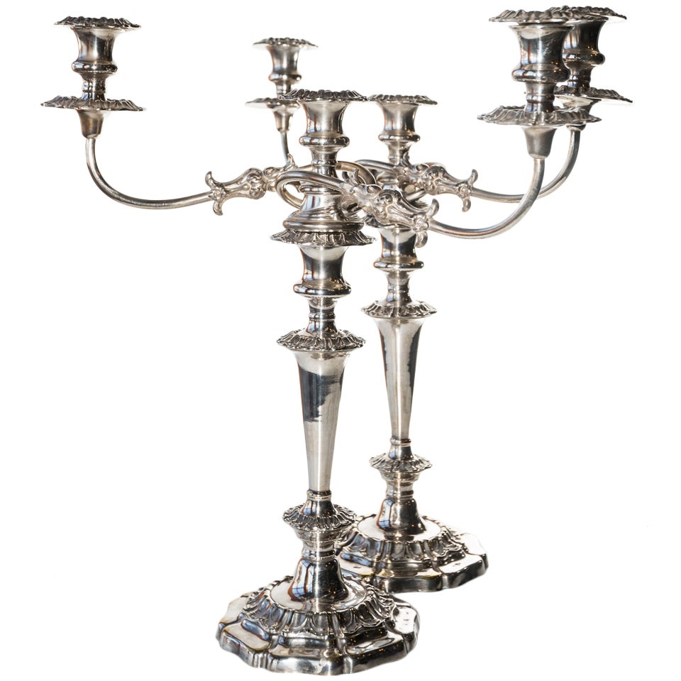 Pair of 19th Century Silver Plate Candelabra For Sale