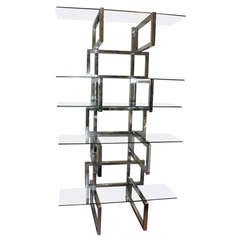 Chrome and Glass Modern Etagere