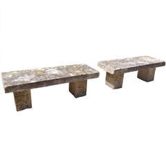 Antique Elegant Pair of French Limestone Benches