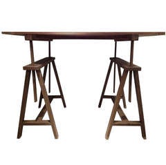 Unusual Early Xx Century Italian Wooden Drafting Machine Table. 6