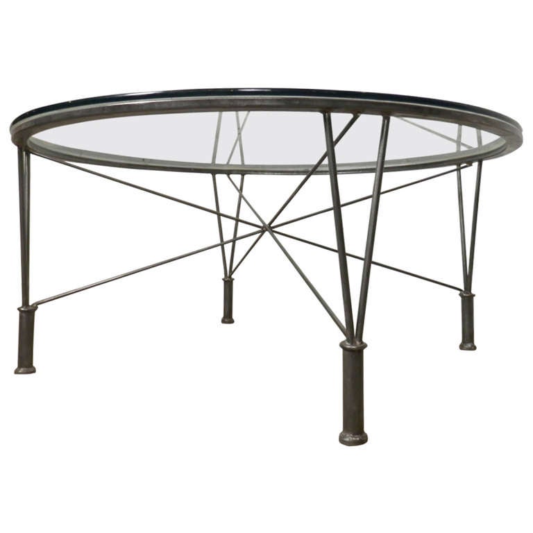 Unusual Metal Table w/ Glass Top