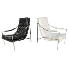 Pair of Vintage Chrome and Vinyl Lounge Chairs