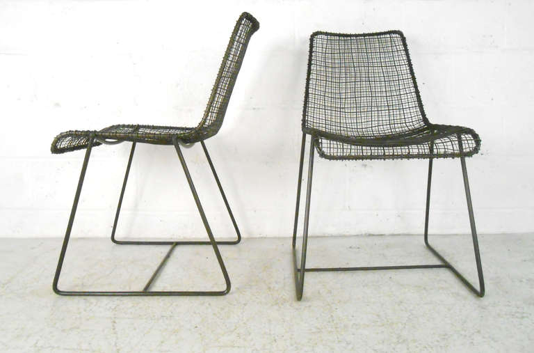 Set of Mid Century Modern Industrial Mesh Chairs 2