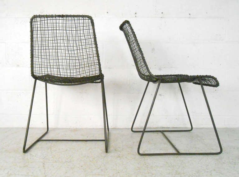 Set of Mid Century Modern Industrial Mesh Chairs 3