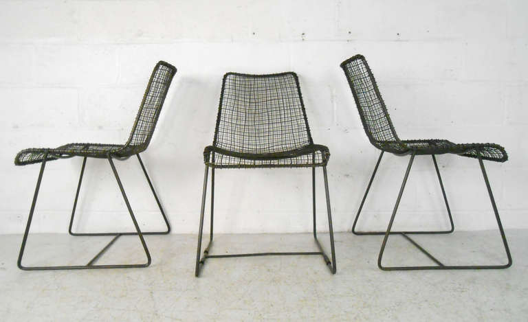 Set of Mid Century Modern Industrial Mesh Chairs 1