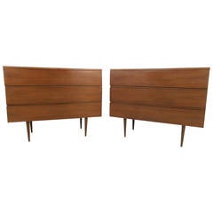 Pair of Mid-Century Modern American Walnut Dressers