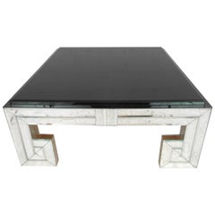 Retro Modern Mirror and Glass Coffee Table