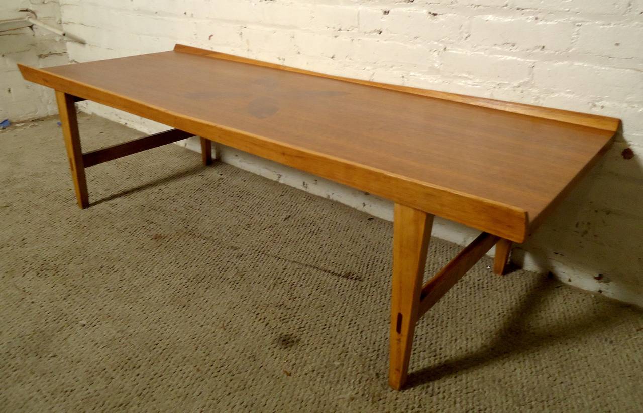 American Rare Mid-Century Table with Rosewood Inlay Pedals