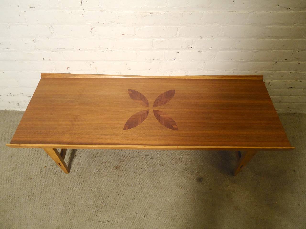 Mid-20th Century Rare Mid-Century Table with Rosewood Inlay Pedals
