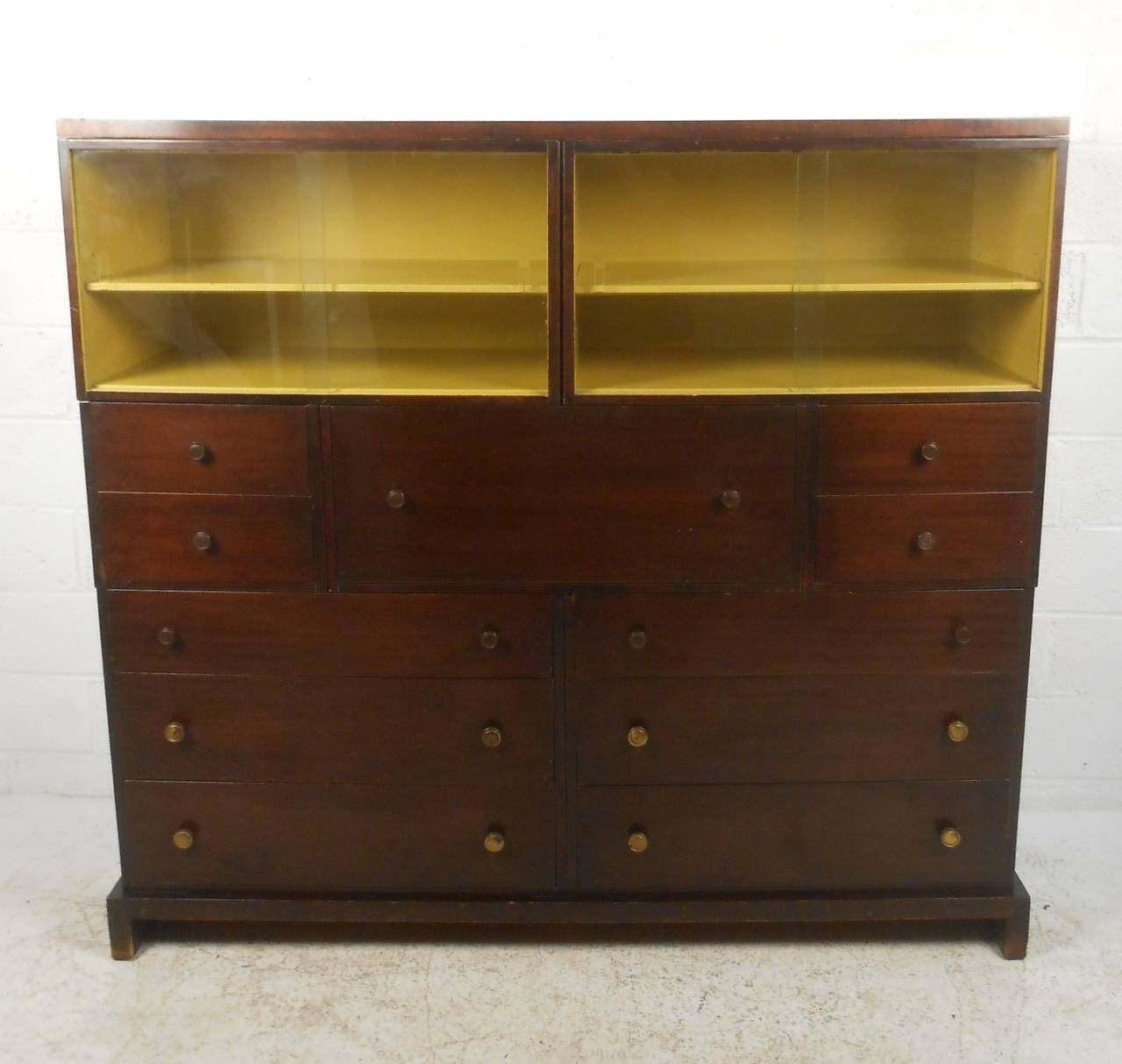 American Mid-Century Modern Style Drop Front Dresser with Desk by Widdcomb