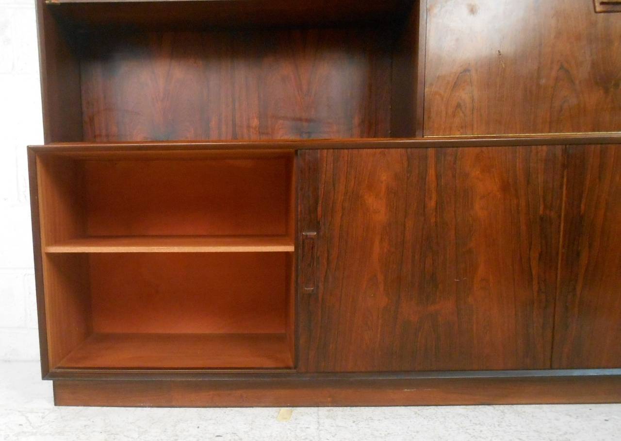 Danish Rosewood Sideboard with Drop-Front Hutch In Good Condition In Brooklyn, NY