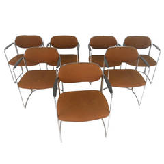 Set of Mid-Century Chrome and Upholstery Office Armchairs 1