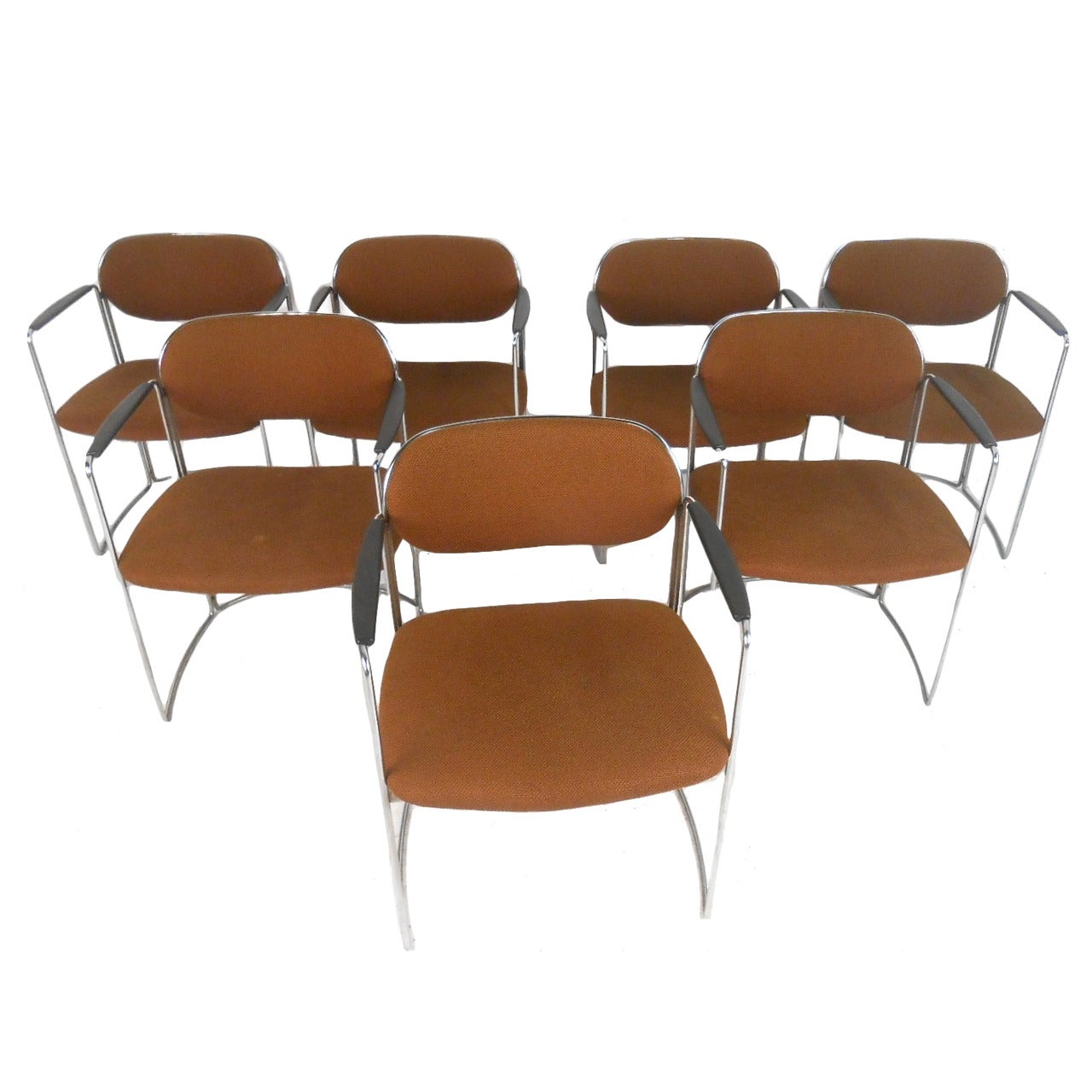 Set of Seven Vintage Modern Conference or Dining Chairs