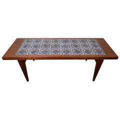 Stunning Rosewood and Painted Tile Table