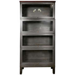 Retro Four Stack Mid-Century Barrister with Wood Trim Top