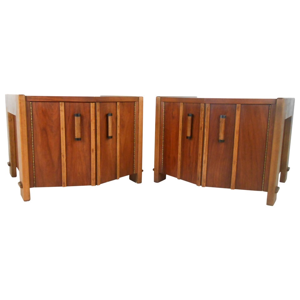Pair of Mid-Century American Walnut End Tables