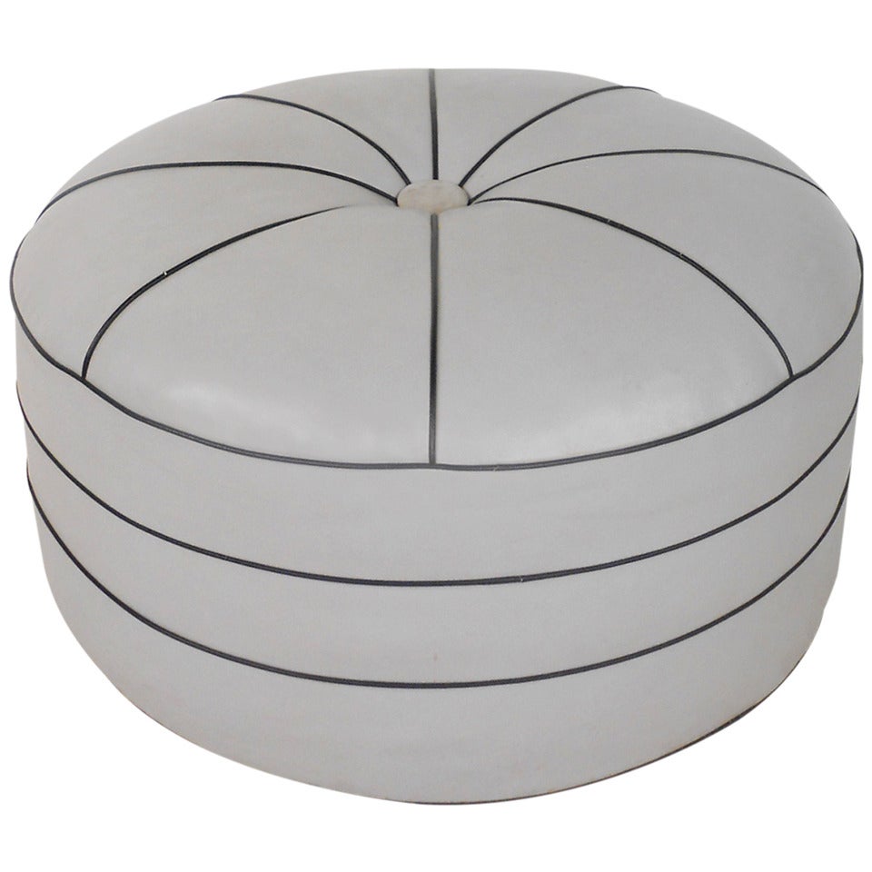 Unique Vintage Vinyl Pouf / Ottoman at 1stDibs